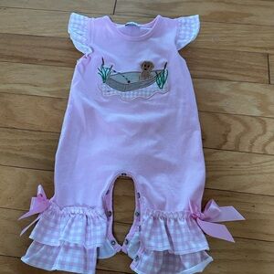 Pink Baby Romper with Ruffle Details